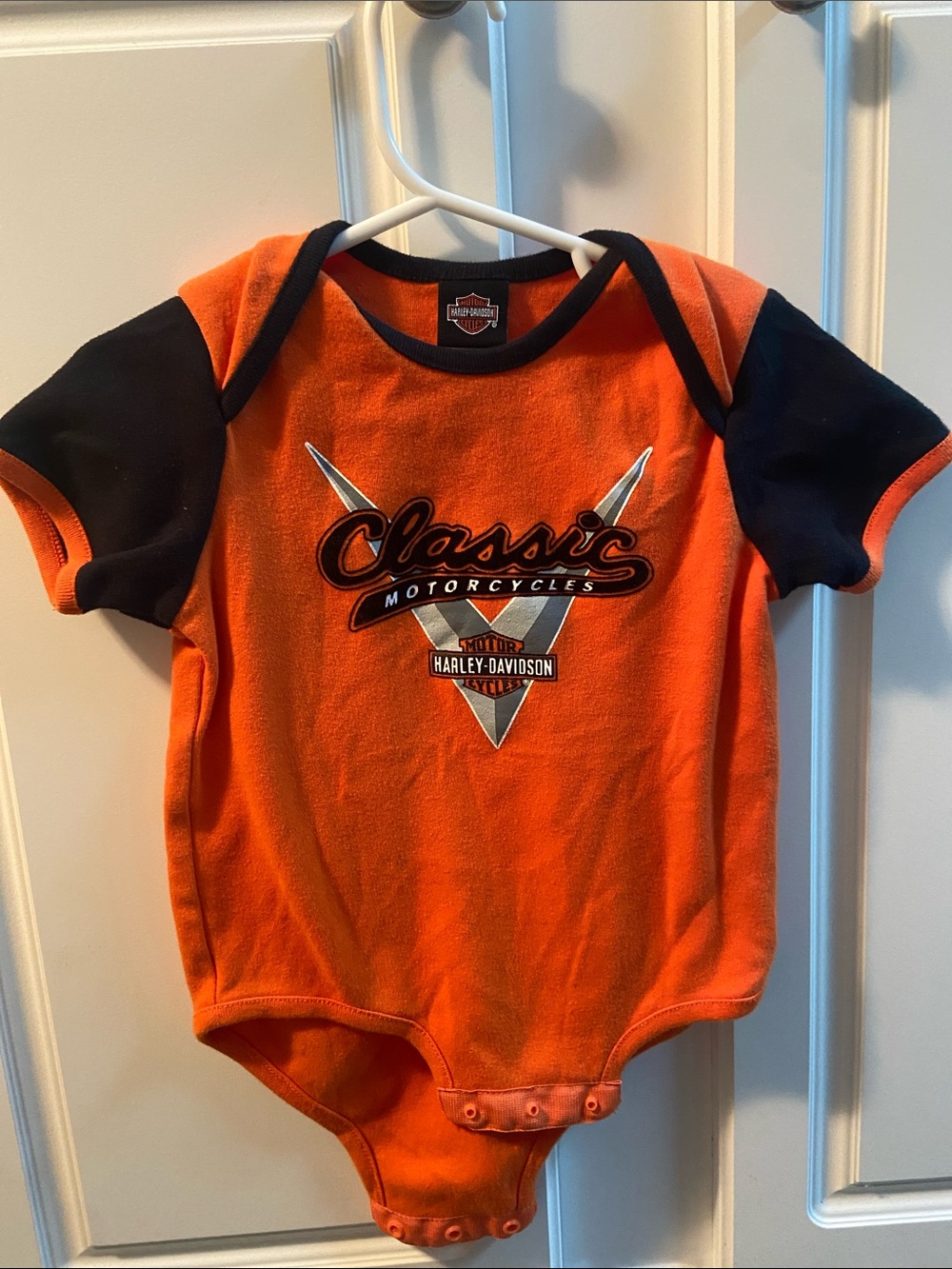 Harley-Davidson Orange and Black Classic Motorcycles Infant Bodysuit